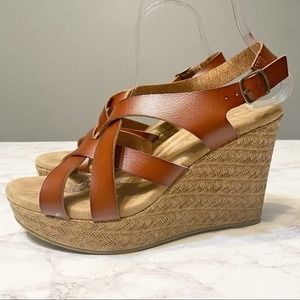 Altar’d State Vegan Leather Herringbone Wedge Sandal Women’s Size 7.5 EUC AUBREY